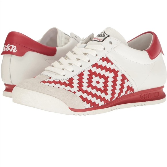 ASH SCORPIO Red & White Woven Sneakers - Picture 1 of 13